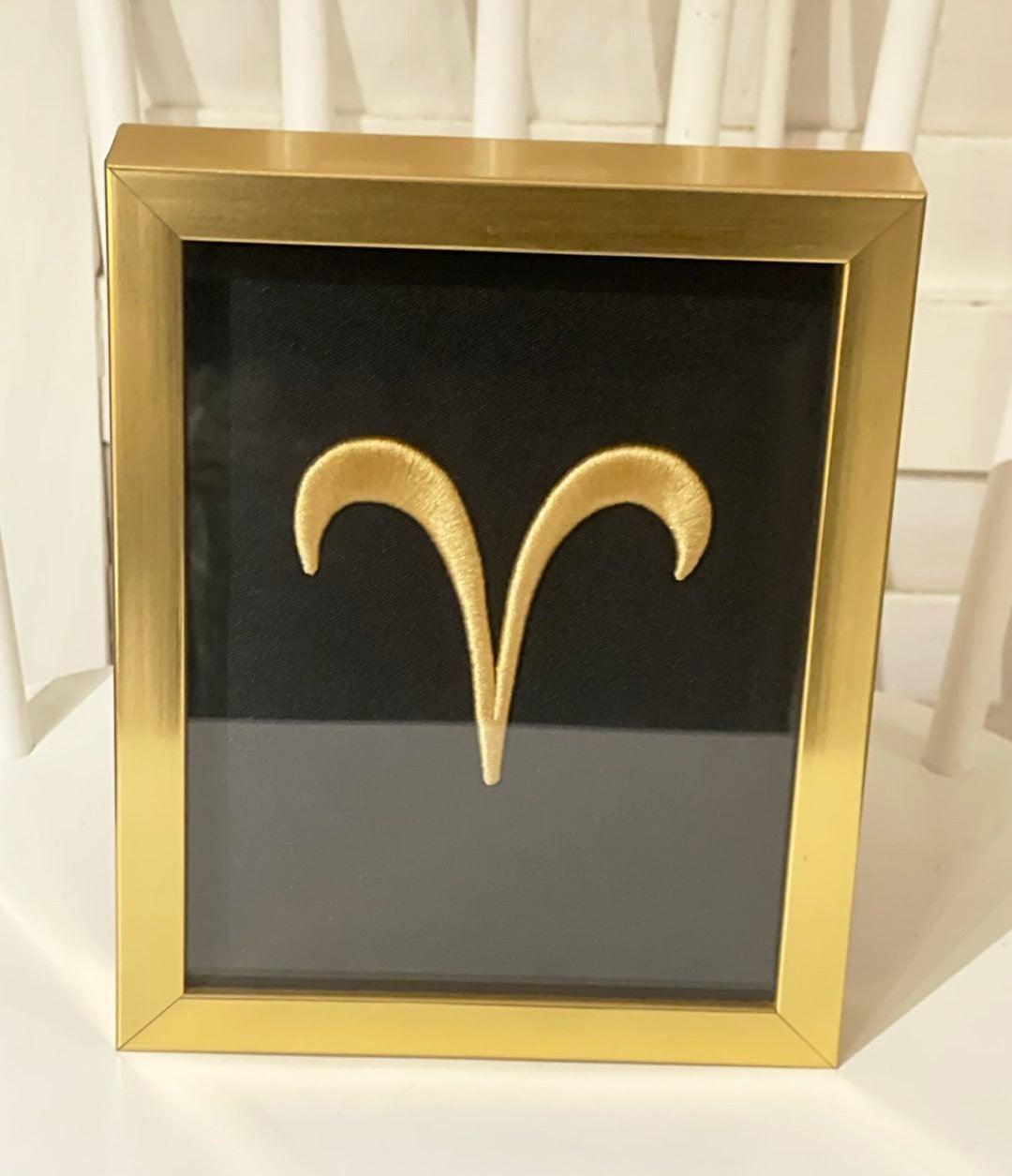 12 Golden Zodiac Signs 3D Embroidery Artwork in Gold Thick Frame